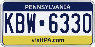 PA license plate KBW6330