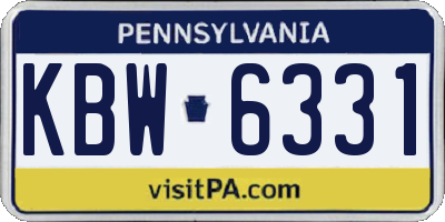 PA license plate KBW6331