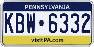 PA license plate KBW6332