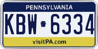 PA license plate KBW6334