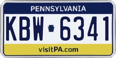 PA license plate KBW6341