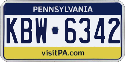 PA license plate KBW6342