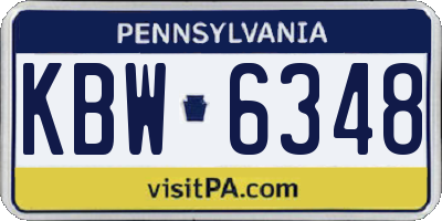 PA license plate KBW6348