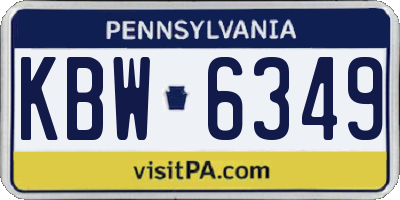 PA license plate KBW6349