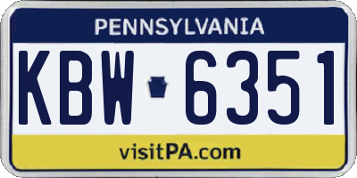 PA license plate KBW6351