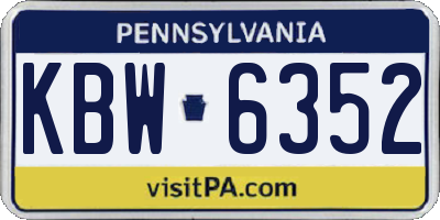 PA license plate KBW6352