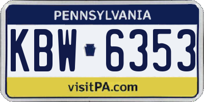 PA license plate KBW6353