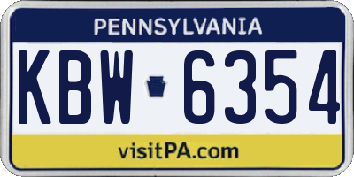 PA license plate KBW6354