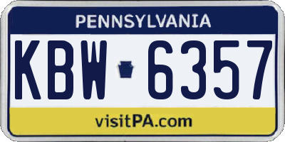 PA license plate KBW6357
