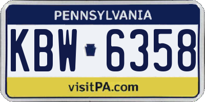 PA license plate KBW6358