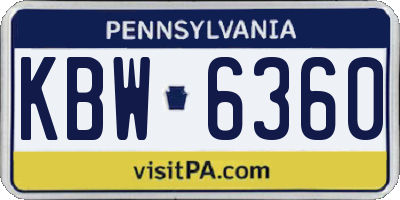 PA license plate KBW6360