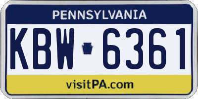 PA license plate KBW6361