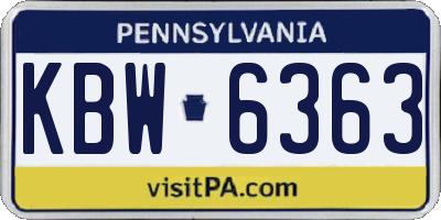 PA license plate KBW6363