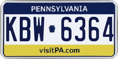 PA license plate KBW6364