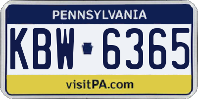 PA license plate KBW6365