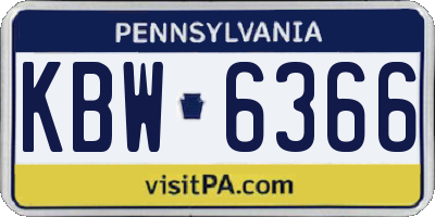PA license plate KBW6366