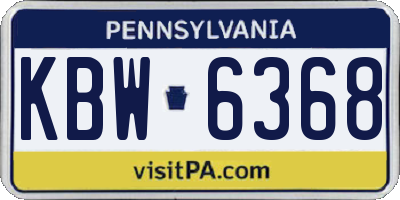 PA license plate KBW6368