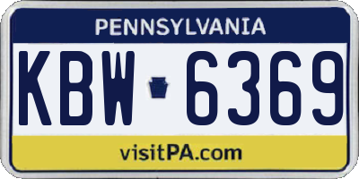 PA license plate KBW6369