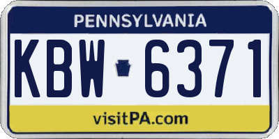 PA license plate KBW6371