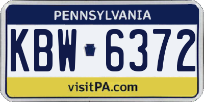 PA license plate KBW6372