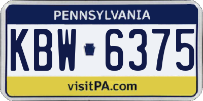 PA license plate KBW6375