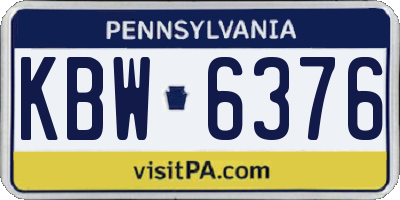 PA license plate KBW6376