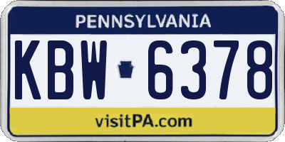 PA license plate KBW6378
