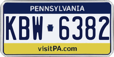 PA license plate KBW6382