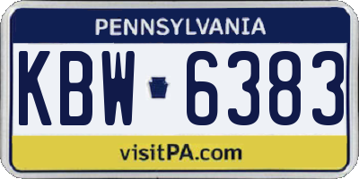 PA license plate KBW6383