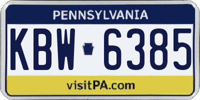 PA license plate KBW6385
