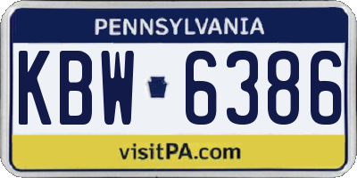 PA license plate KBW6386