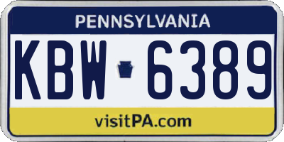 PA license plate KBW6389