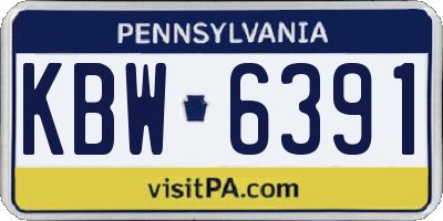 PA license plate KBW6391