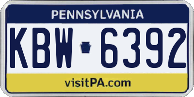 PA license plate KBW6392