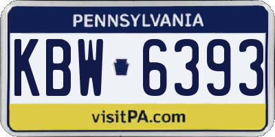 PA license plate KBW6393
