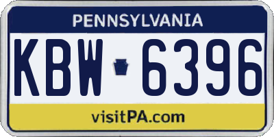 PA license plate KBW6396