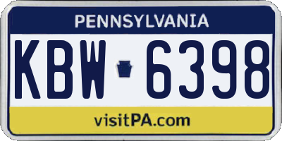 PA license plate KBW6398