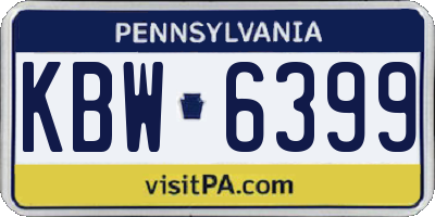 PA license plate KBW6399