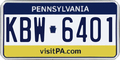 PA license plate KBW6401