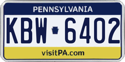 PA license plate KBW6402