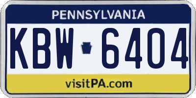 PA license plate KBW6404