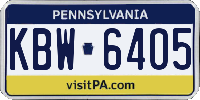 PA license plate KBW6405