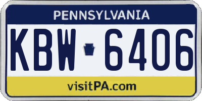 PA license plate KBW6406