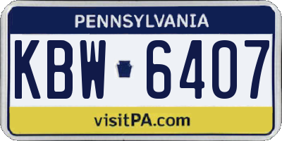 PA license plate KBW6407