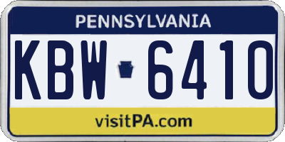 PA license plate KBW6410