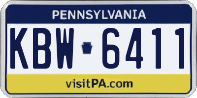 PA license plate KBW6411
