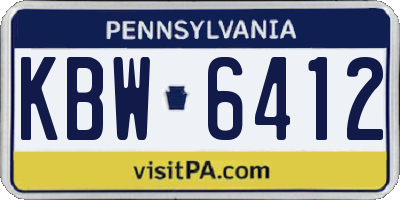 PA license plate KBW6412