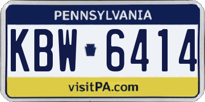 PA license plate KBW6414