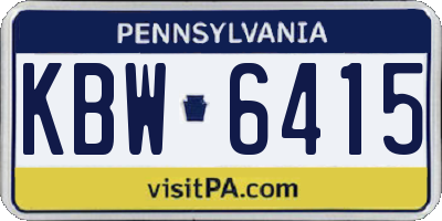 PA license plate KBW6415