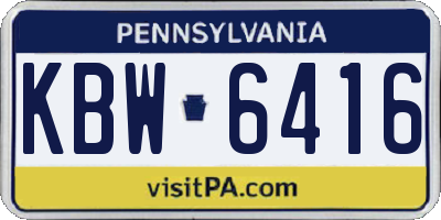 PA license plate KBW6416